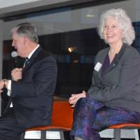 Marcia and T.Haas answer questions from Alumni